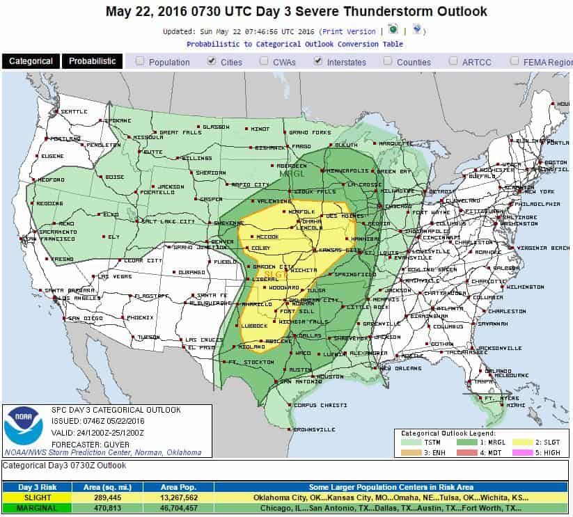 SPC Severe Weather Risk - Tuesday
