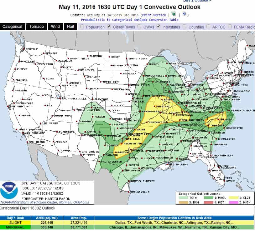Severe Weather Outlook for Today