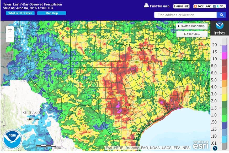 Texas rainfall totals.
